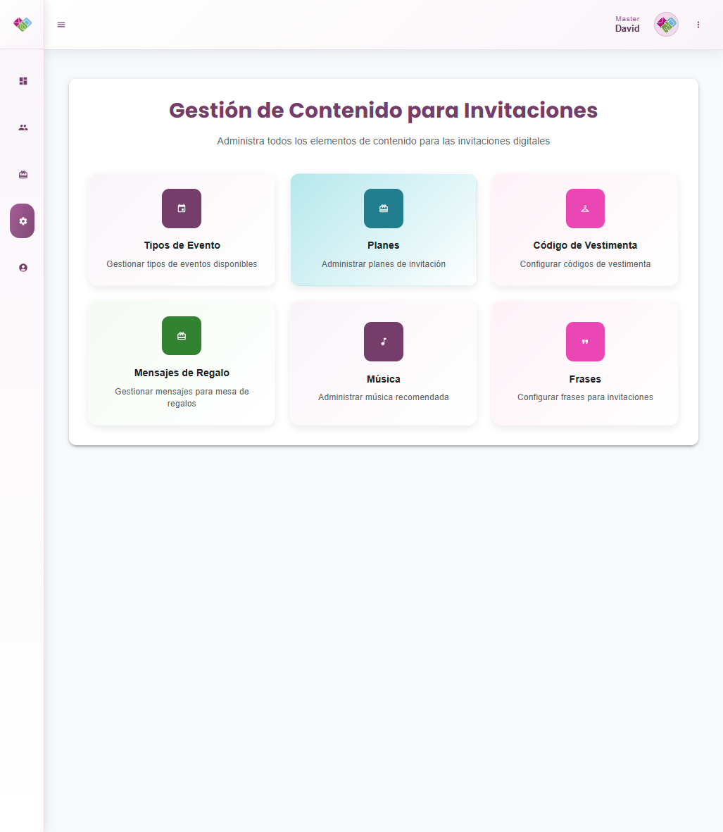 Panel administrativo de gestión de AGAPE