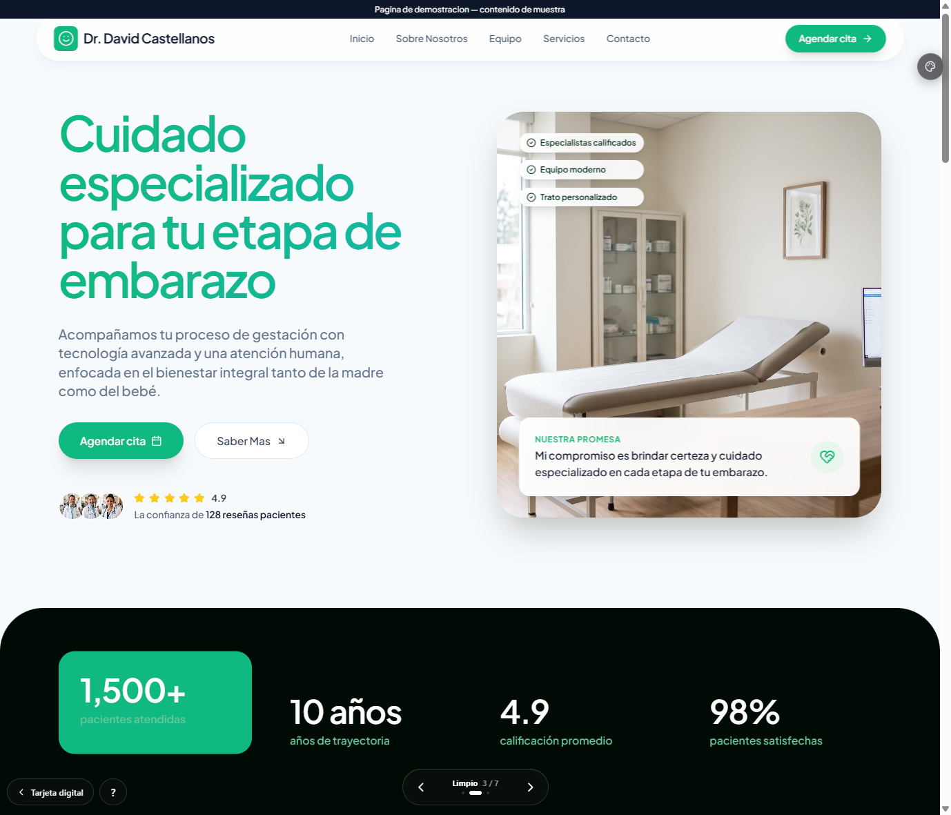 Sitio web comercial generado y publicado mediante CardsLeads